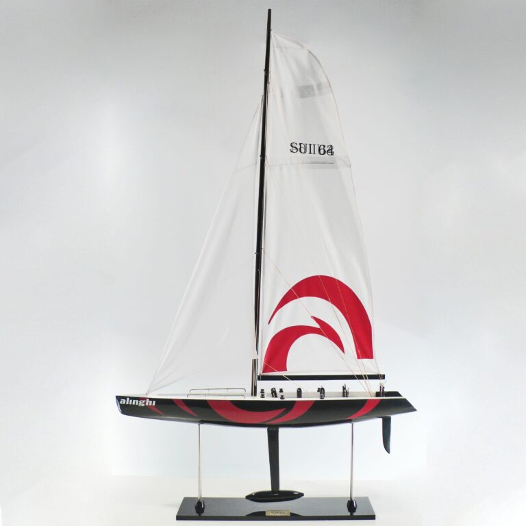 Handcrafted sailing ship model of the Alinghi