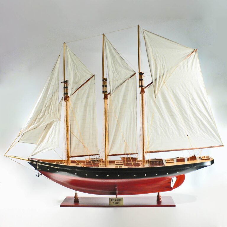 Handcrafted sailing ship model of the Atlantic