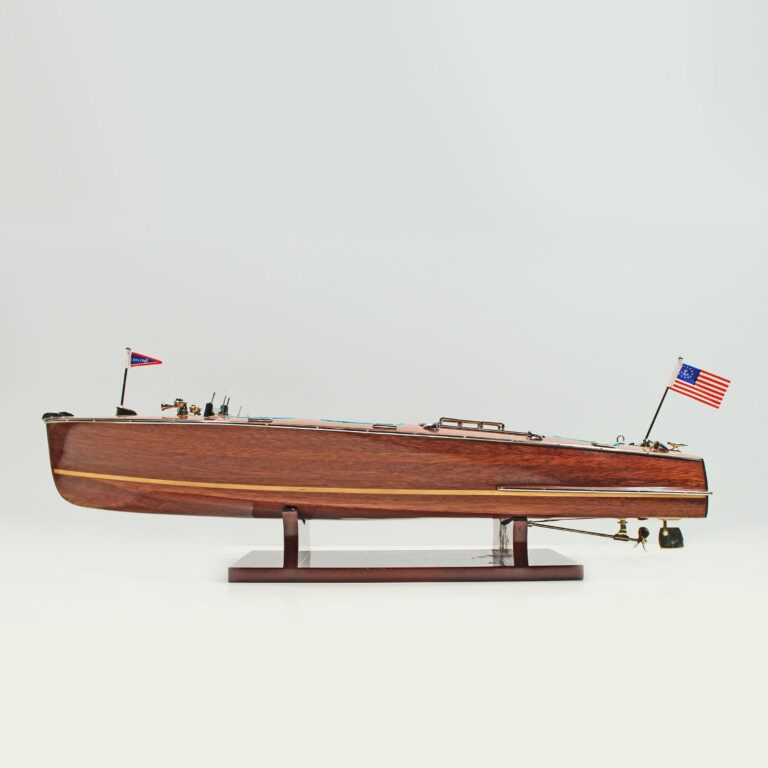 Handmade speed boat model of the Chris Craft Triple Cockpit