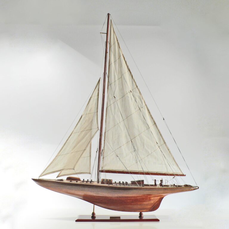 Handcrafted sailing ship model of the Endeavour