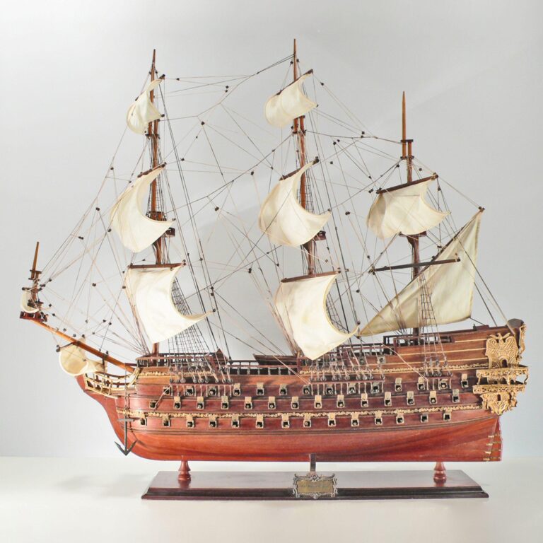 Handmade historical sailing ship model of the Le Saint Espirit