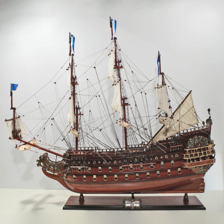 Handmade historical sailing ship model of the Le Soleil Royal