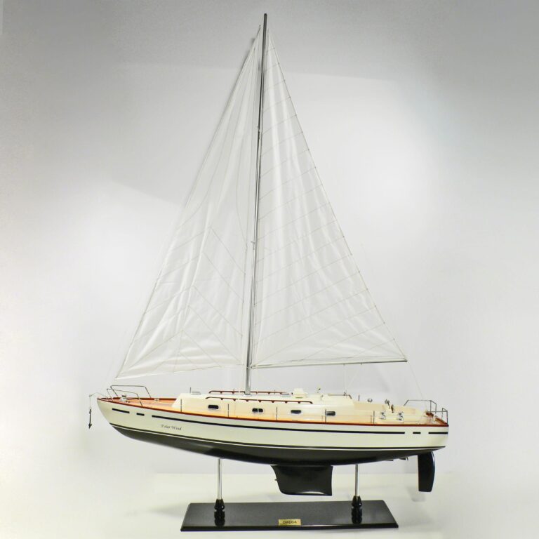 Handcrafted sailing ship model of the Omega