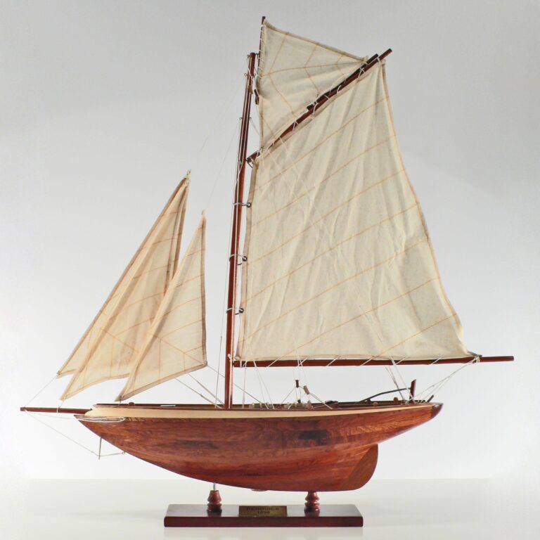 Handcrafted sailing ship model of the Pen Duick