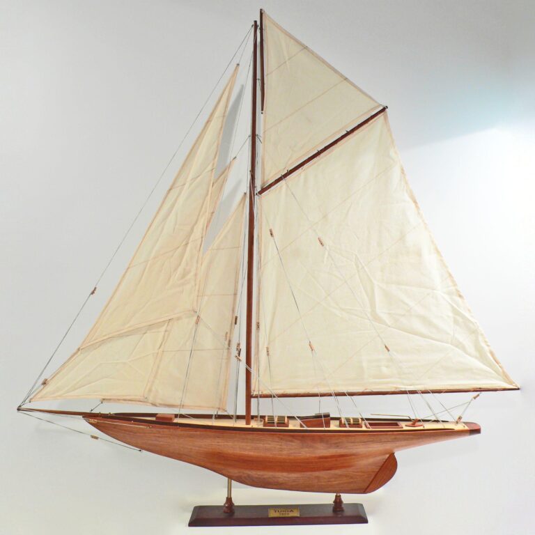 Handcrafted sailing ship model of the Tuiga