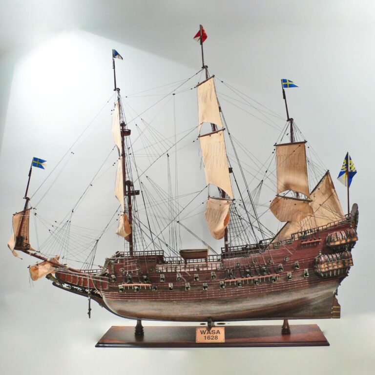 Handcrafted ship model from wood of the Wasa