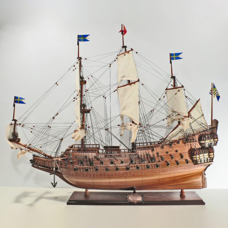 Handcrafted ship model from wood of the Wasa